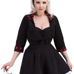 Hearts & Roses London Black Red Polka Dot Bolero