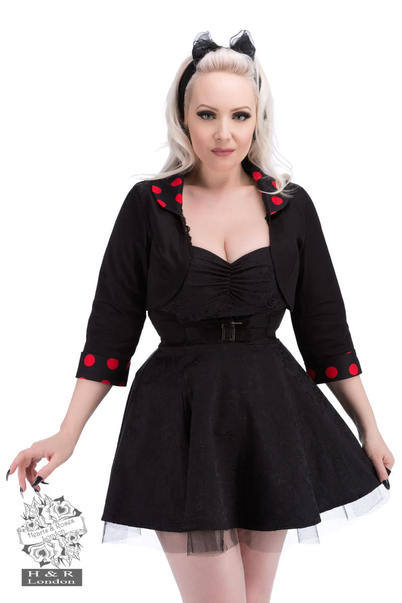 Black Red Polka Dot Bolero Hearts & Roses London Black Red Polka Dot Bolero -PUNK RAVE Sales 14803122849912