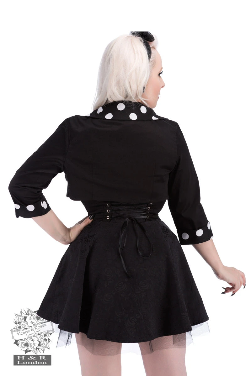 Hearts & Roses London Black White Polka Dot Plus Size Bolero 2 Hearts & Roses London Black White Polka Dot Plus Size Bolero - Image 2