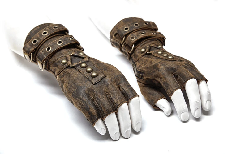 Punk Rave Fingerless Combat Gloves Grey 2 Punk Rave Fingerless Combat Gloves Grey - Image 2