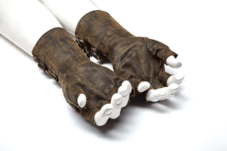 Punk Rave Fingerless Combat Gloves Grey 3 Punk Rave Fingerless Combat Gloves Grey - Image 3