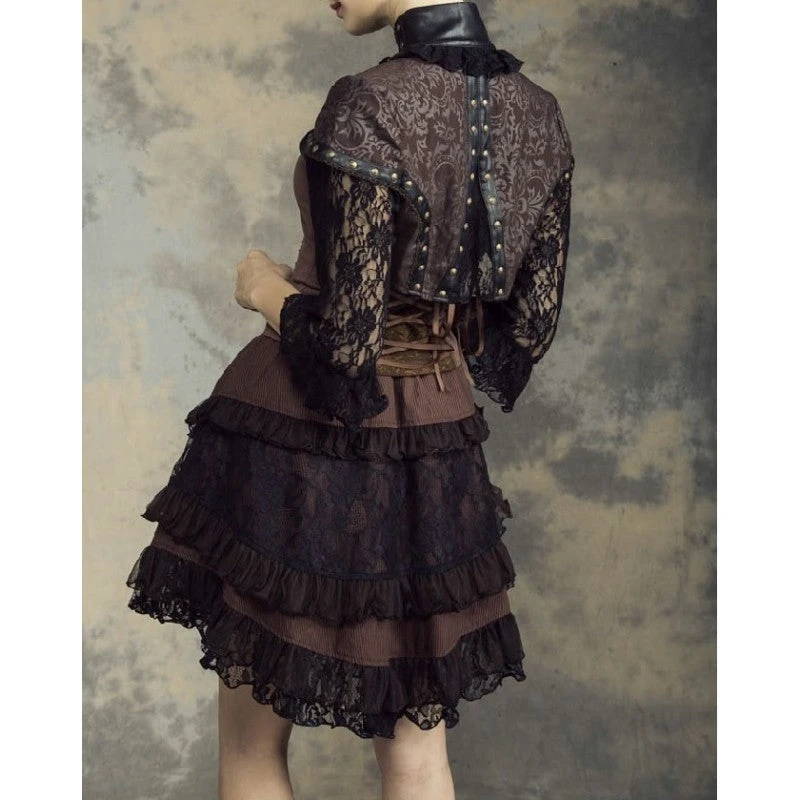 Leather & Lace Steampunk Bolero RQ-BL Leather & Lace Steampunk Bolero -PUNK RAVE Sales 3