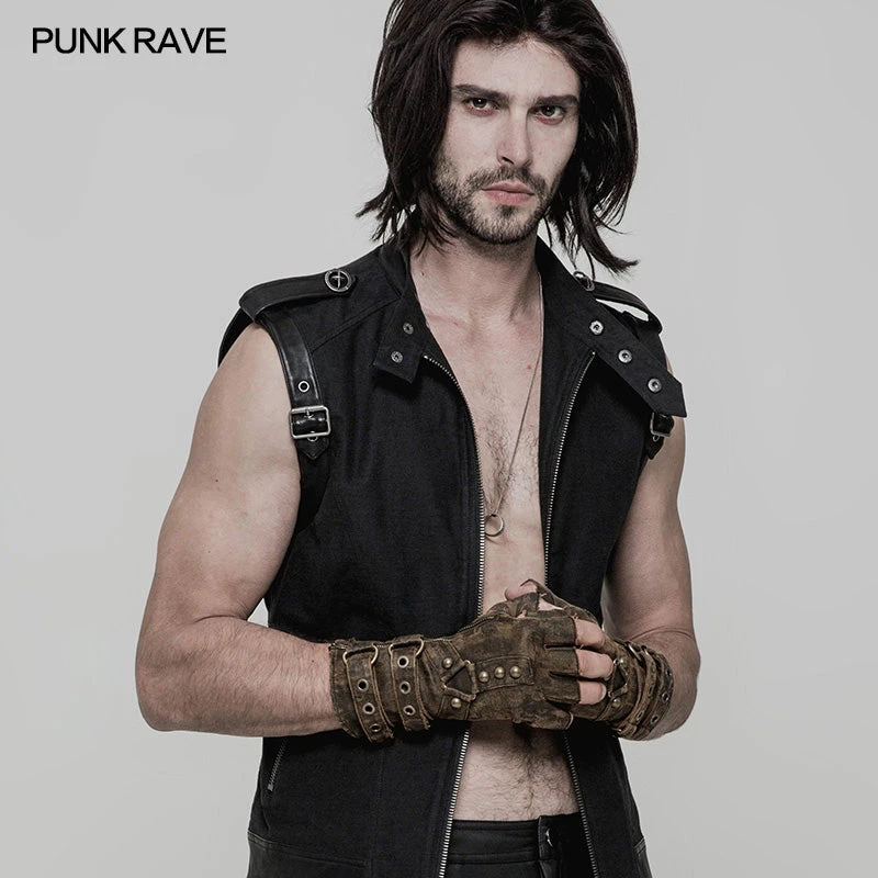 Punk Rave Fingerless Combat Gloves Grey 5 Punk Rave Fingerless Combat Gloves Grey - Image 5