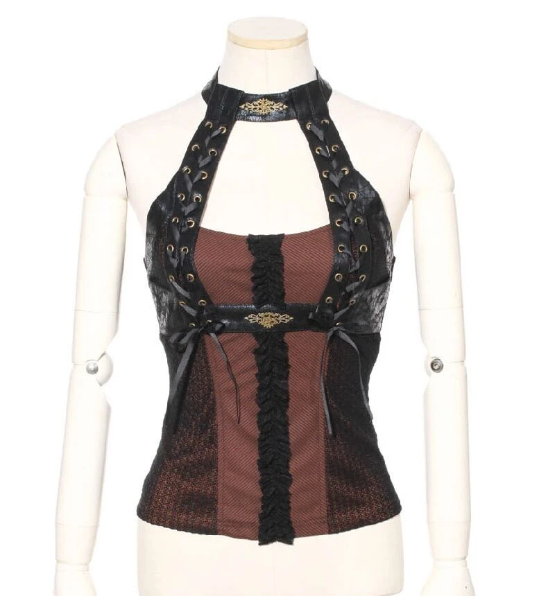 Steampunk Corset Top RQ-BL Steampunk Corset Top -PUNK RAVE Sales