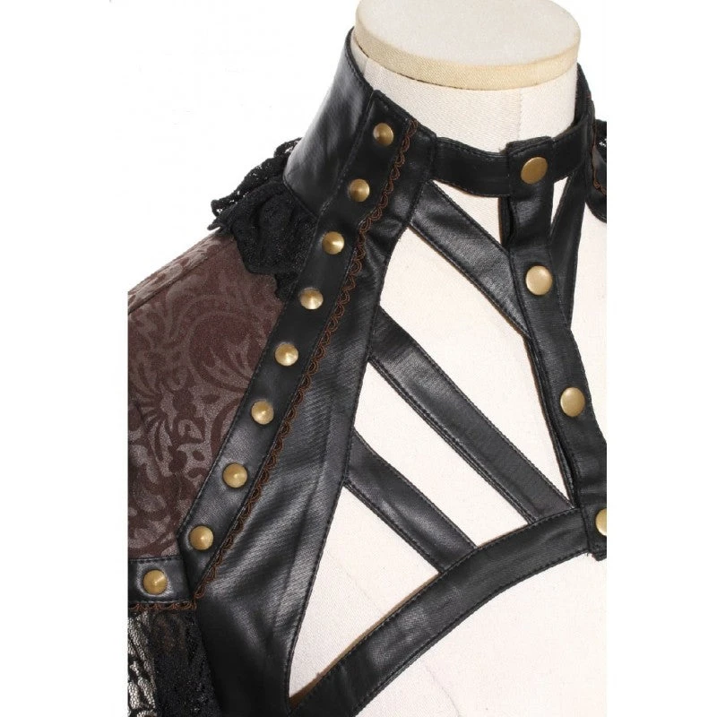 Leather & Lace Steampunk Bolero RQ-BL Leather & Lace Steampunk Bolero -PUNK RAVE Sales 9