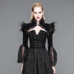 Devil Fashion Feathers And Lace Shrug