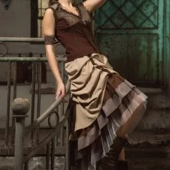 RQ-BL Steampunk Ruched Skirt -PUNK RAVE Sales RQBL0304d 1200x