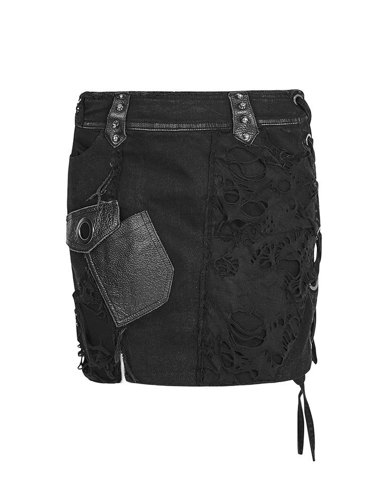Punk Rave Denim Mini Skirt 2 Punk Rave Denim Mini Skirt - Image 2