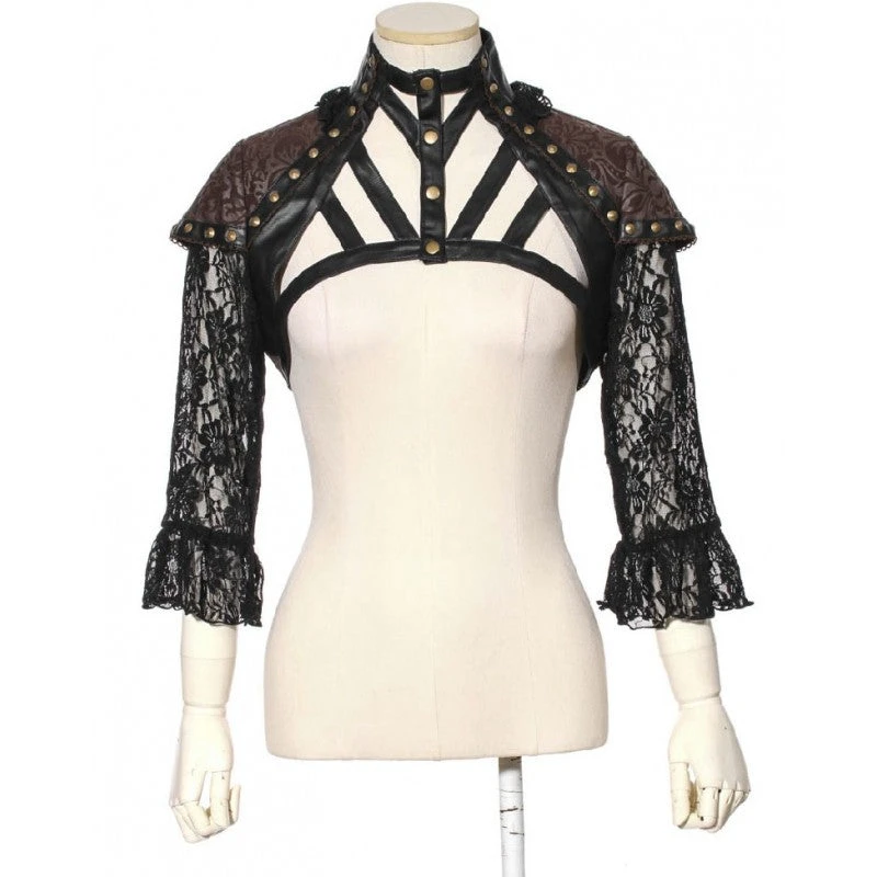Leather & Lace Steampunk Bolero RQ-BL Leather & Lace Steampunk Bolero -PUNK RAVE Sales leather lace steampunk bolero