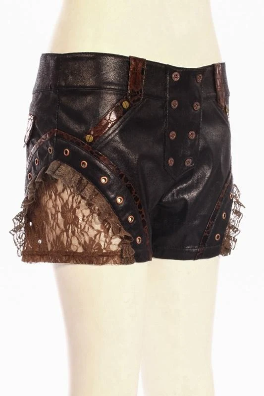 Steampunk Air Captain Mini Shorts RQ-BL Steampunk Air Captain Mini Shorts -PUNK RAVE Sales rq bl women s steampunk leather lace shorts 2161075585060 1024x 7e2dc9f3 fbb3 4479 9639