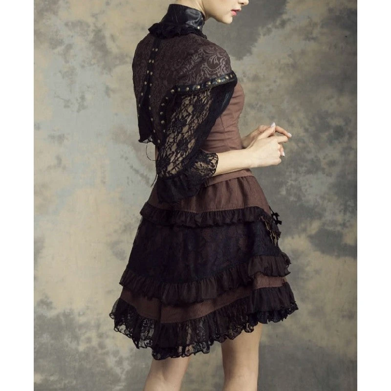 Leather & Lace Steampunk Bolero RQ-BL Leather & Lace Steampunk Bolero -PUNK RAVE Sales steampunk bolero jacket