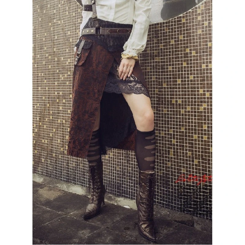 Steampunk Sadie Skirt RQ-BL Steampunk Sadie Skirt -PUNK RAVE Sales steampunk long skirt