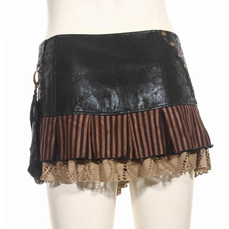 Hot and Steamy Steampunk skirt RQ-BL Hot And Steamy Steampunk Skirt Brown -PUNK RAVE Sales steampunk skirt black