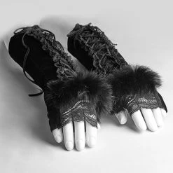 Punk Rave Victorian Fur Gloves