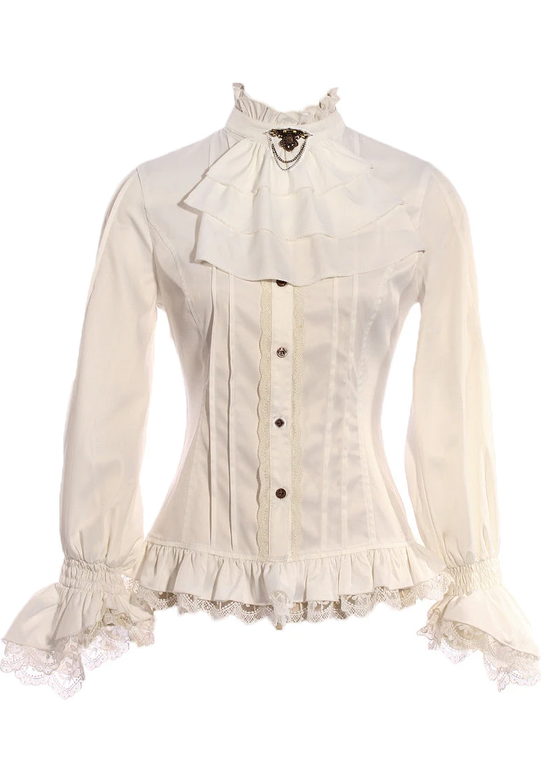 Steampunk Dolores Blouse RQ-BL Steampunk Dolores Blouse -PUNK RAVE Sales white steampunk top rq bl